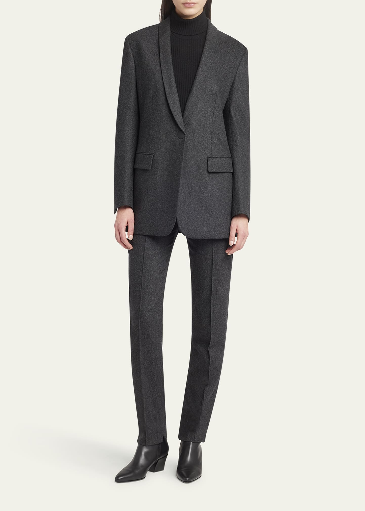 Cashmere Flannel Slim-Leg Ankle Trousers - 2