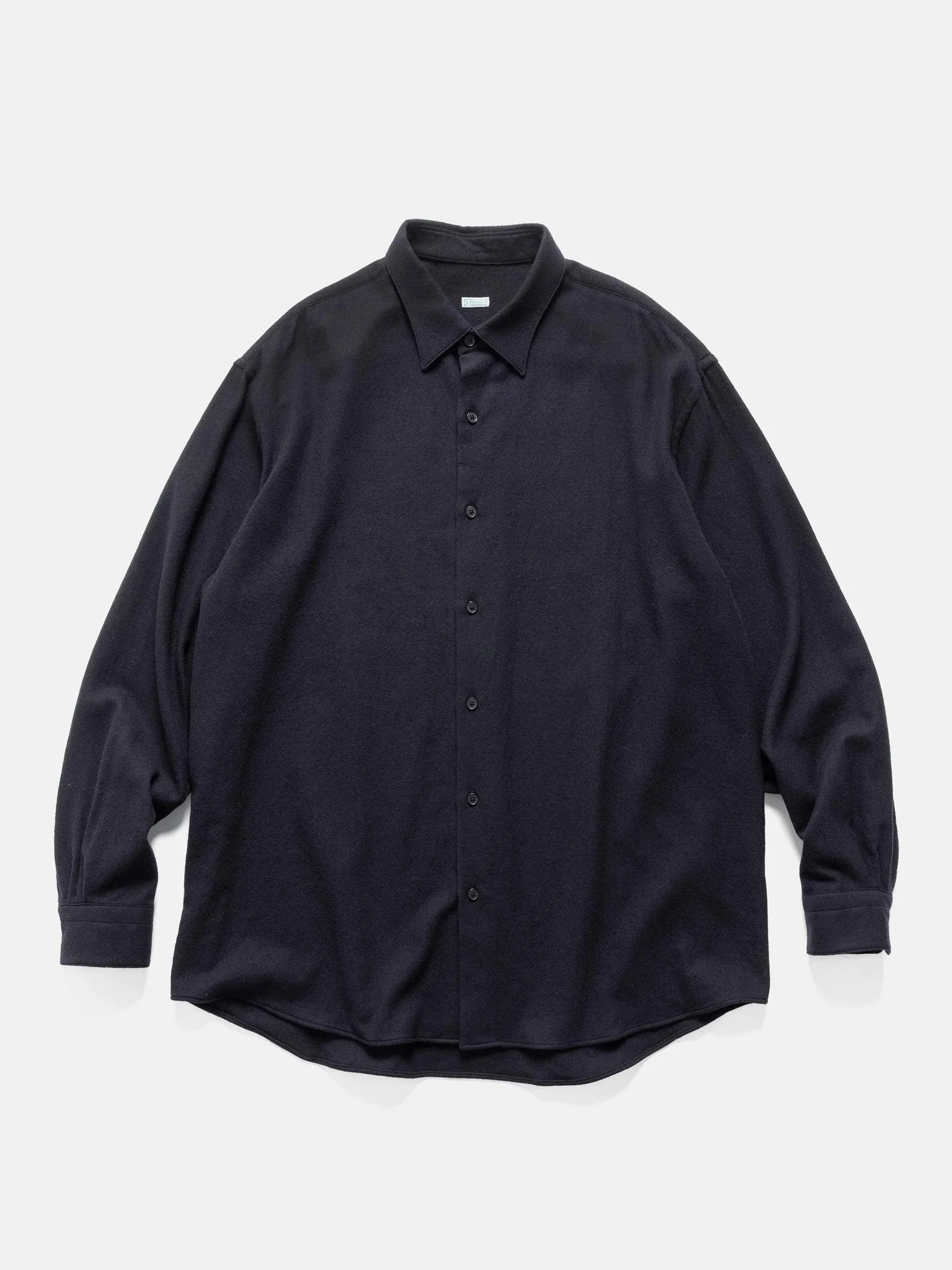 Wool Regular Collar Shirt Navy - 1