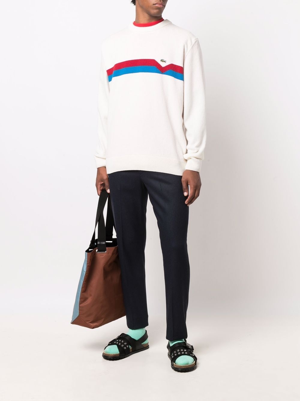 striped embroidered-logo jumper - 2