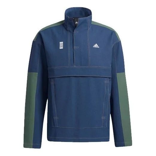 adidas Wj Anorak Colorblock Casual Sports Stand Collar Half Zipper Jacket Navy Blue GP0902 - 1