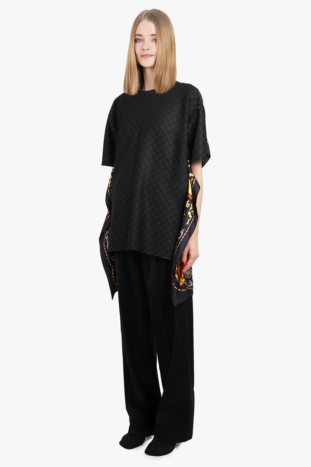 GLITTER S/S TOP X VERSACE SCARF PRINT BACK | BLACK/YELLOW/RED - 4