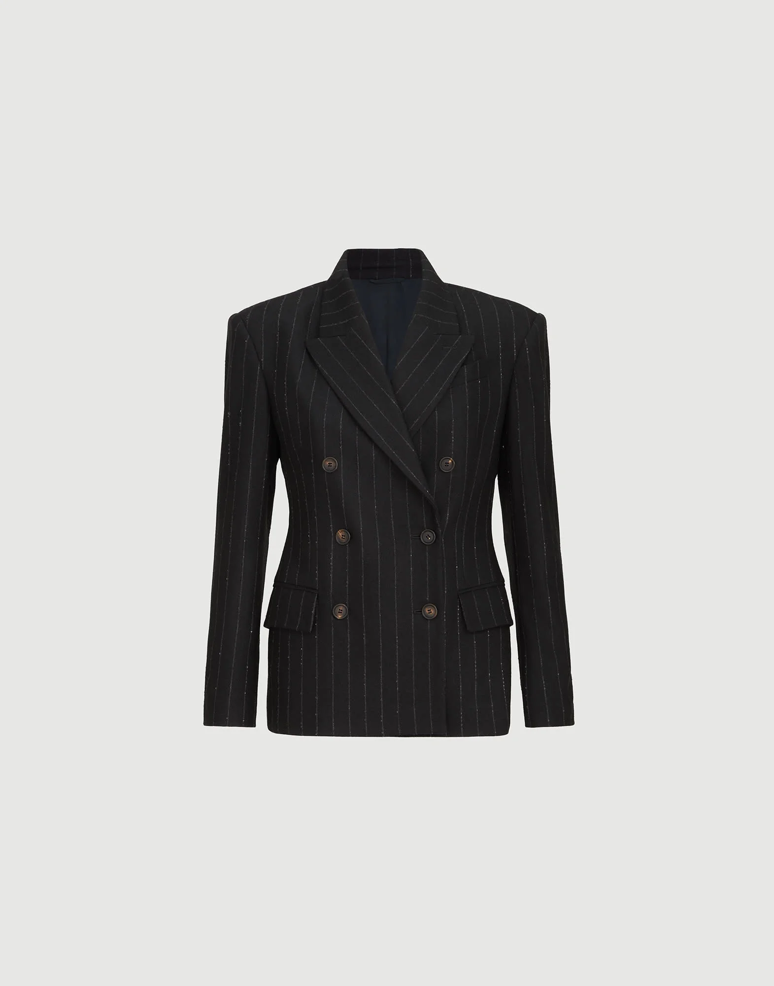 Comfort virgin wool dazzling chalk stripe blazer with monili - 1