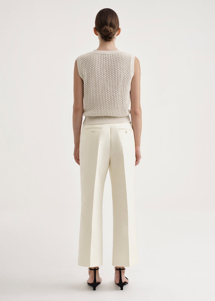 Totême Cropped wool suit trousers macadamia