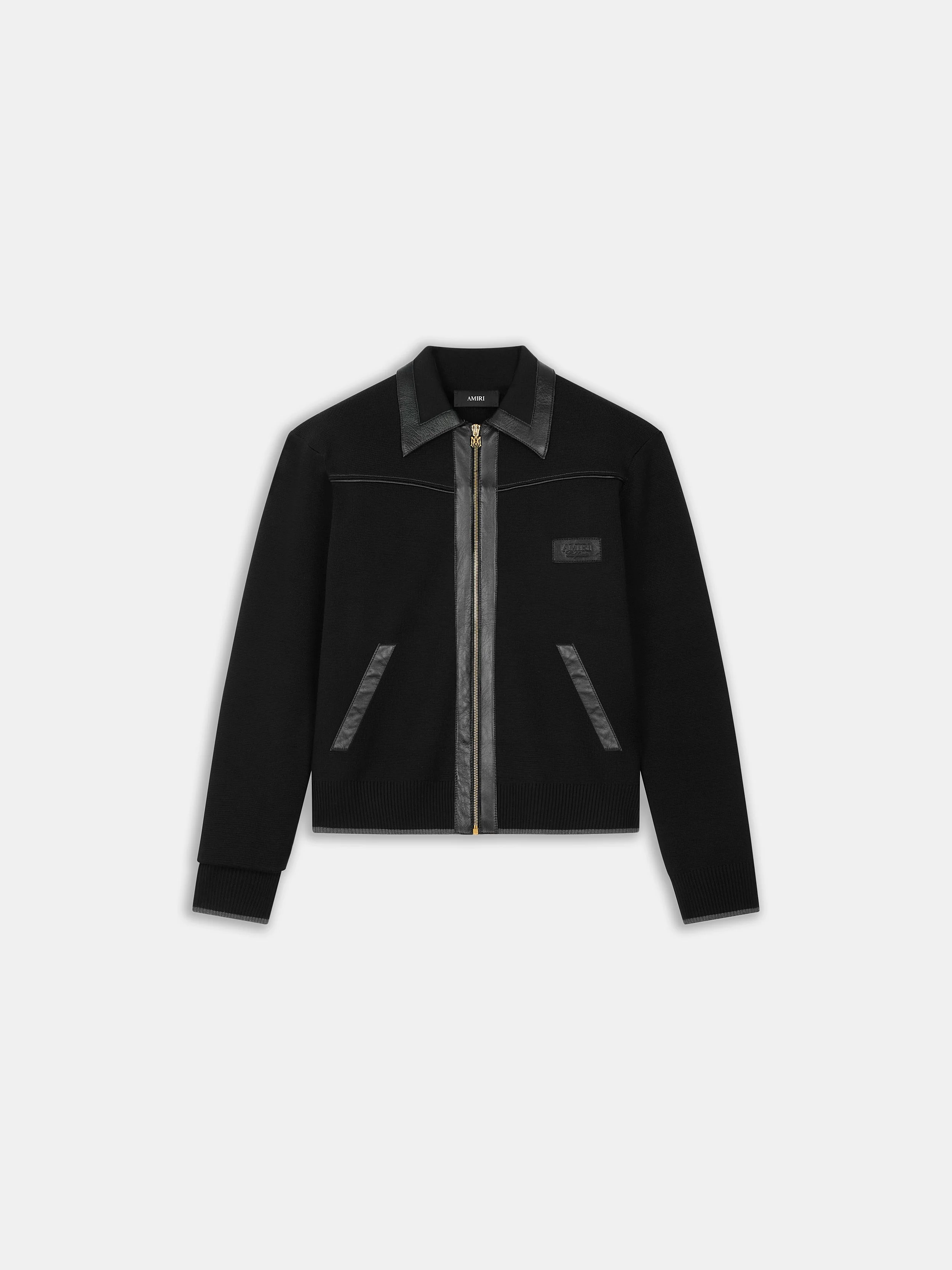 LEATHER TRIM ZIPPED BLOUSON - 1