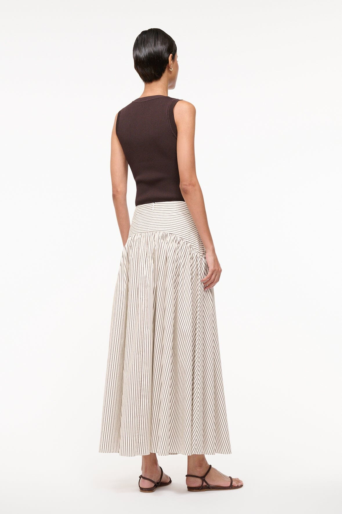 STAUD PROCIDA SKIRT IVORY DARK OAK MICRO STRIPE - 5