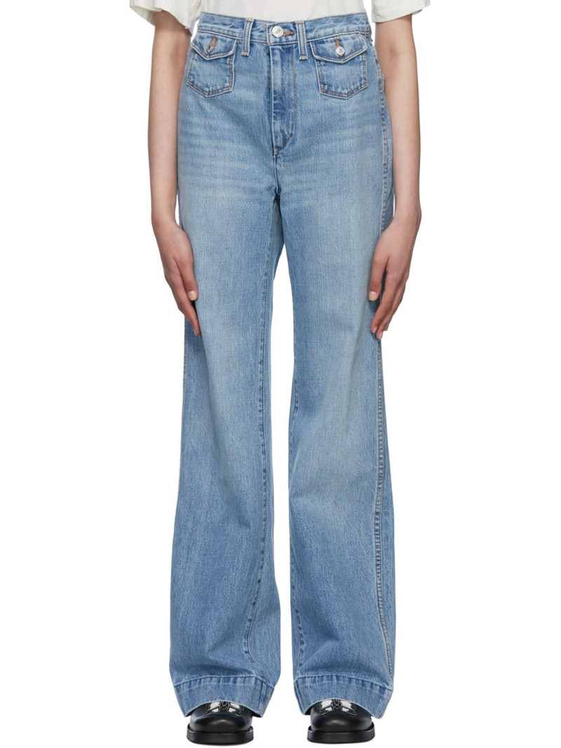 Blue 70s Pocket Wide Leg Jeans - 1