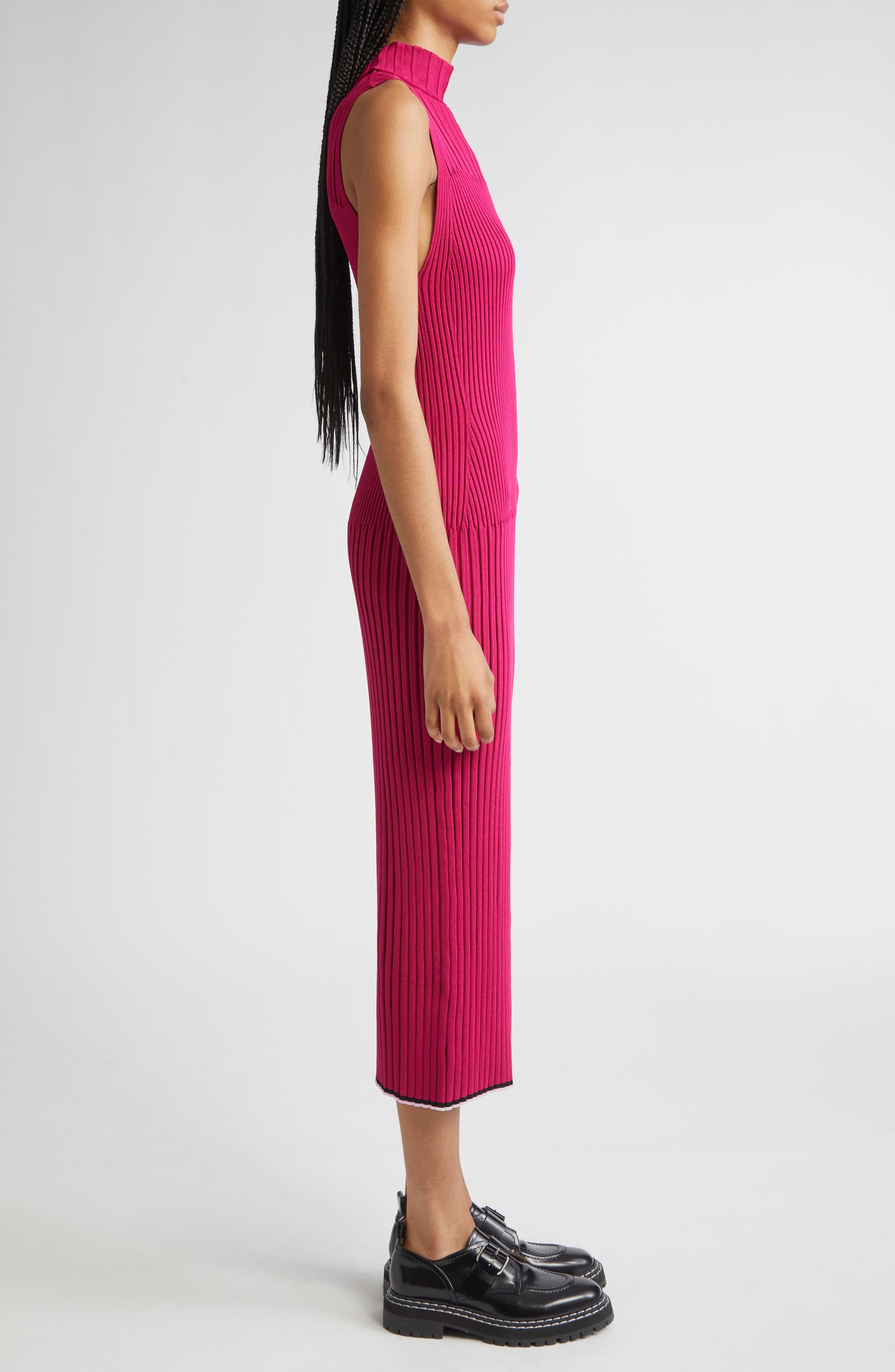 Proenza Schouler Maia Rib Midi Tank Dress in Fuschia at Nordstrom - 3