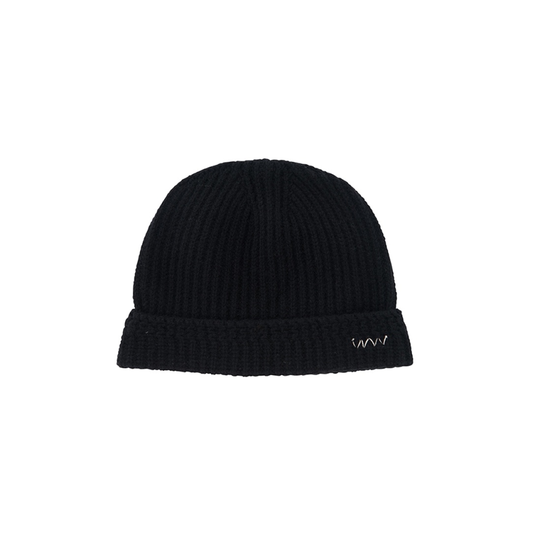 KNIT BEANIE W (WOOL) BLACK - 1