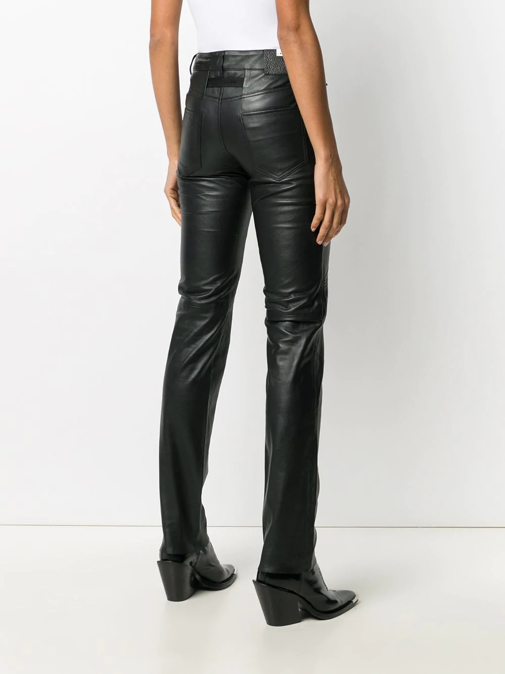 fitted leather trousers - 4