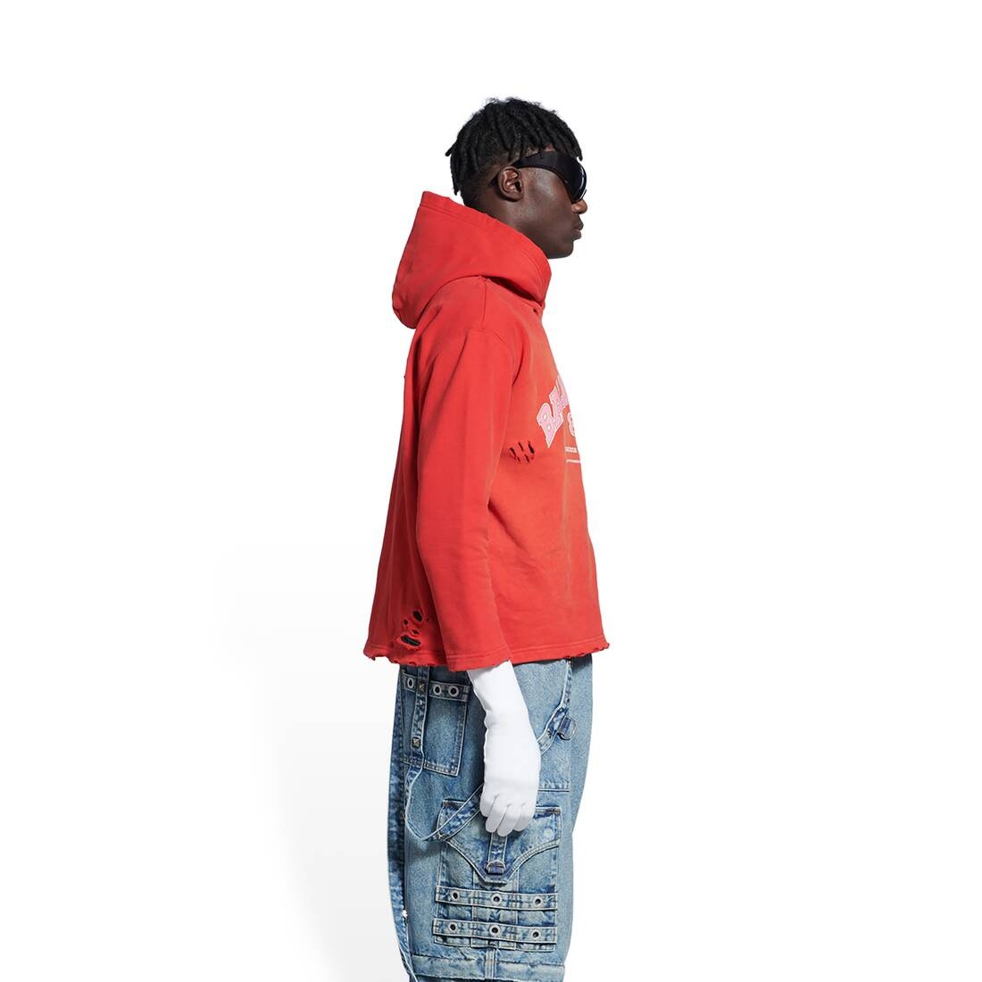 Women's Maison Balenciaga Cropped Hoodie in Red - 2