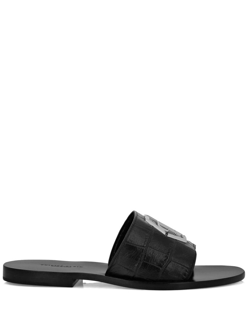 logo-plaque leather sandals 1