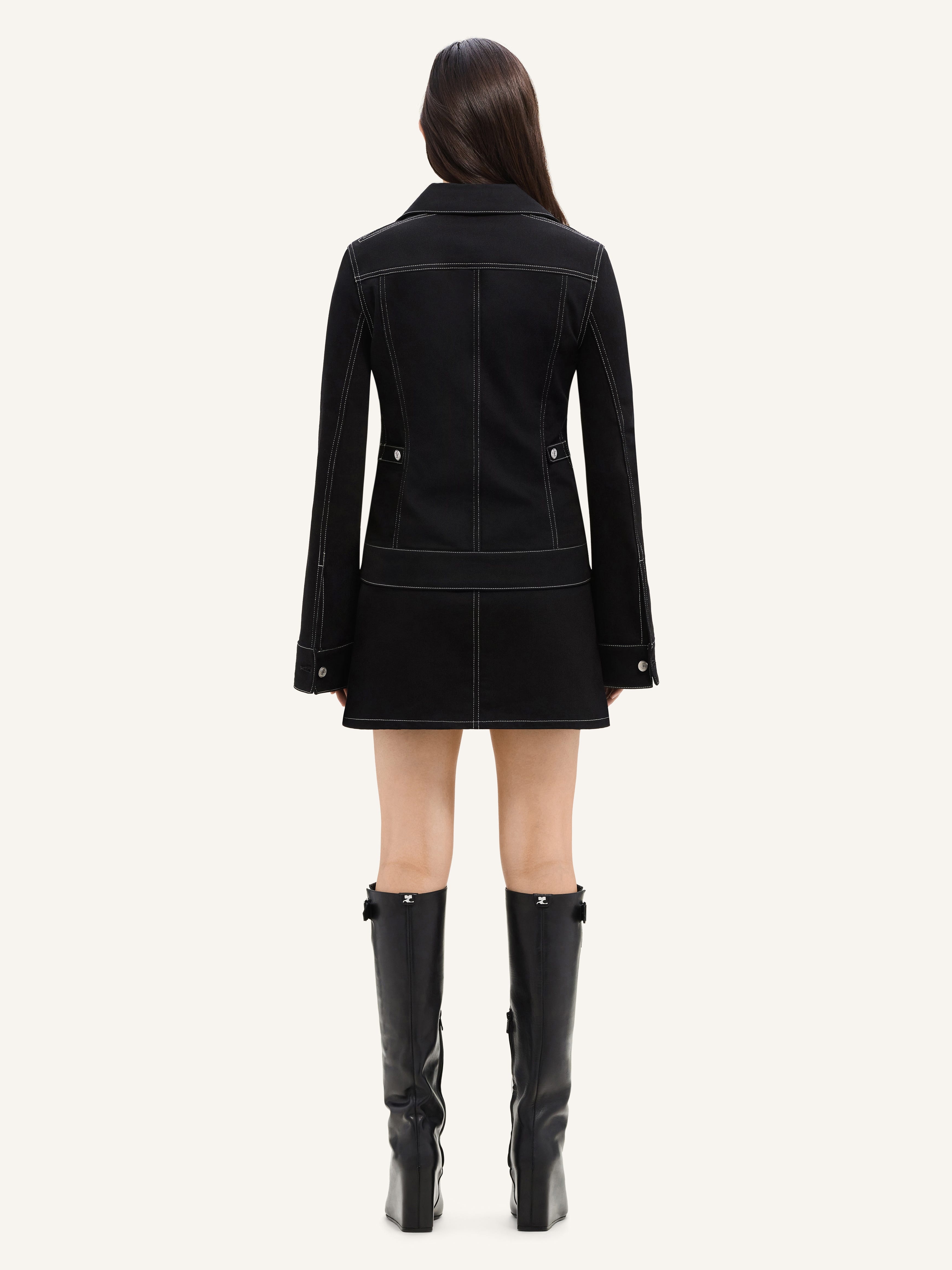 2-POCKET TOPSTITCHED DENIM MINI SKIRT - 4