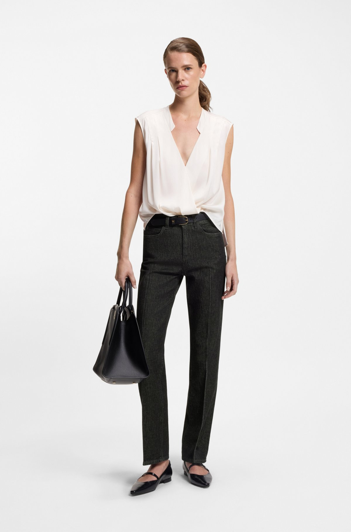 SLIM-FIT JEANS IN MARBLE-STRUCTURED BLACK STRETCH DENIM - 3