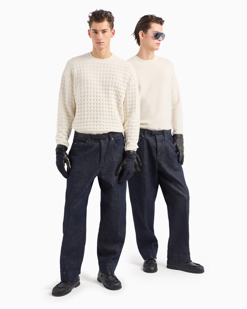 EMPORIO ARMANI Virgin wool jumper with embossed jacquard motif outlook