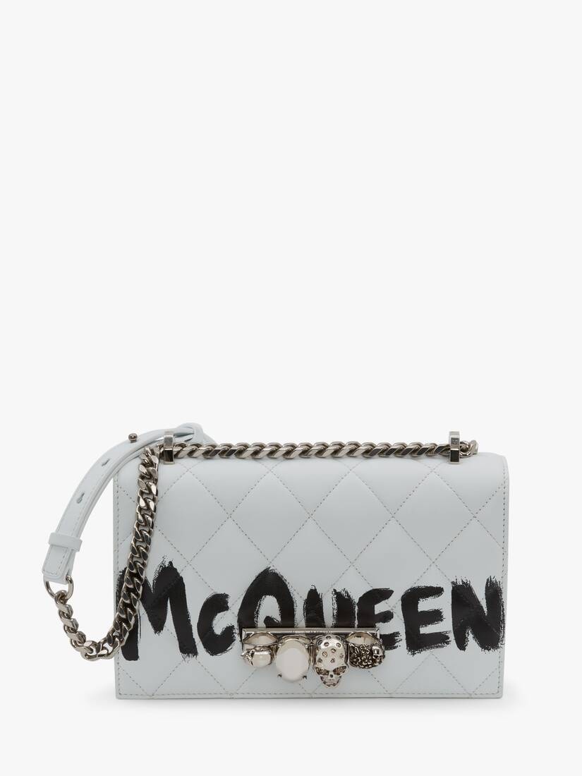 Jewelled Satchel in Ivory/black - 1