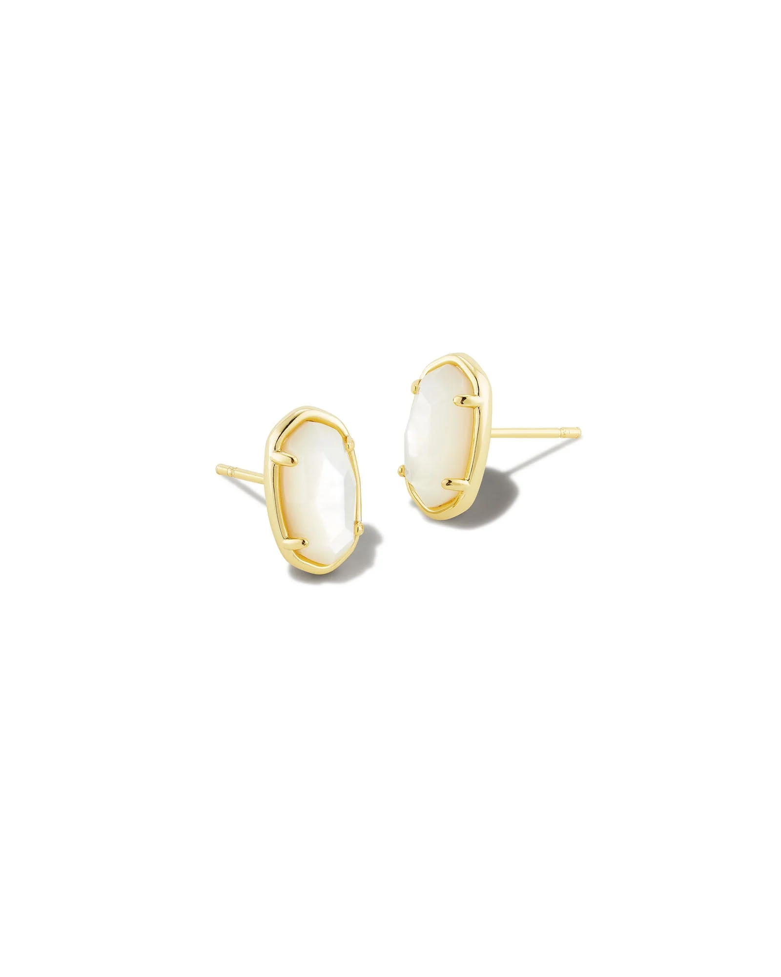 Grayson Gold Stud Earrings in Ivory Mother-of-Pearl - 1
