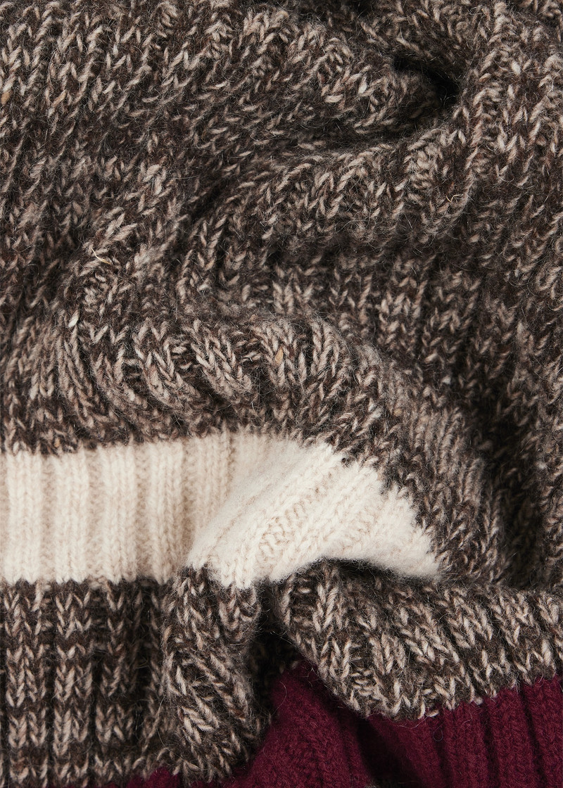 Brown Mohair-Blend Stripe Scarf 3