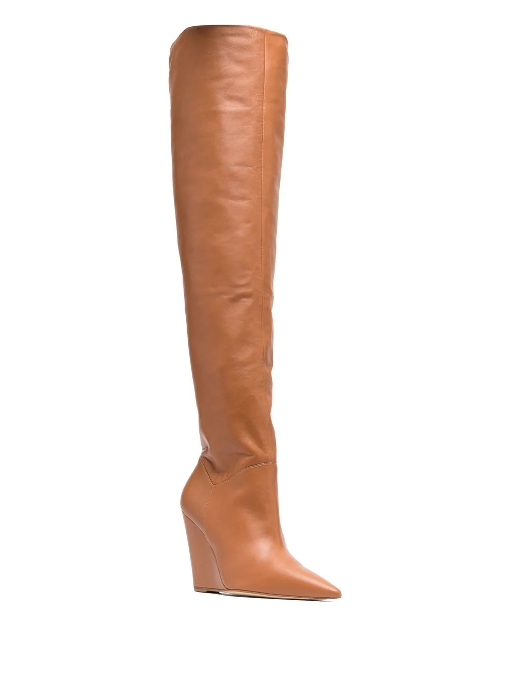 pointed leather knee-high boots - 2