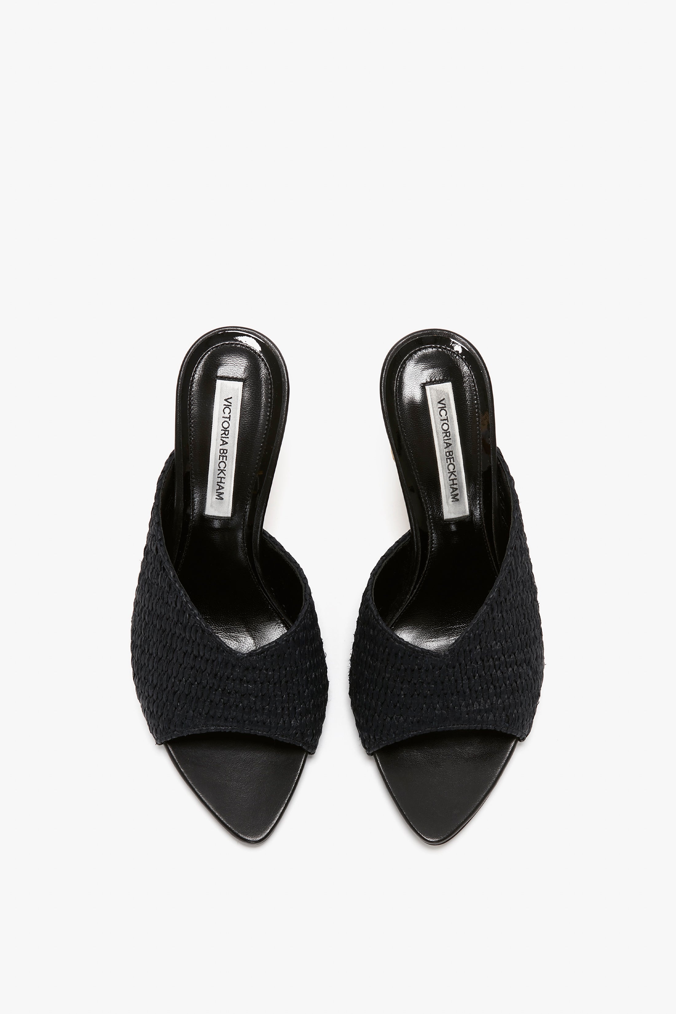 V Cut Mule In Black Raffia - 4