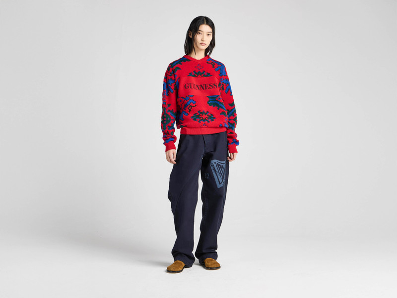 JW Anderson Unisex JW ANDERSON X GUINNESS CARPET JUMPER IN NAVY & RED outlook