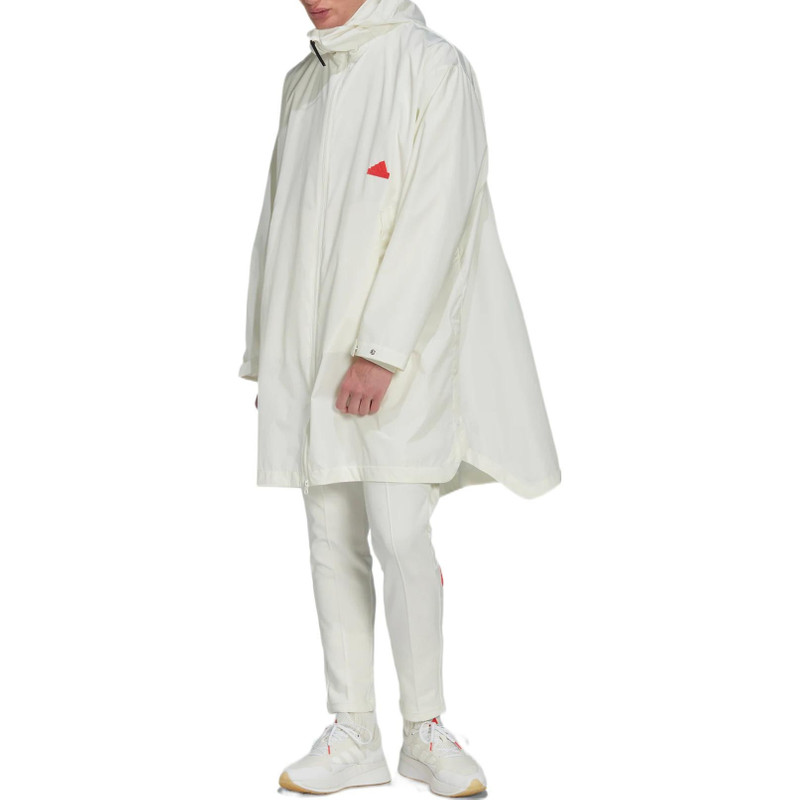 adidas Men's adidas Logo Solid Color Hooded Jacket Windbreaker White HN1943 outlook