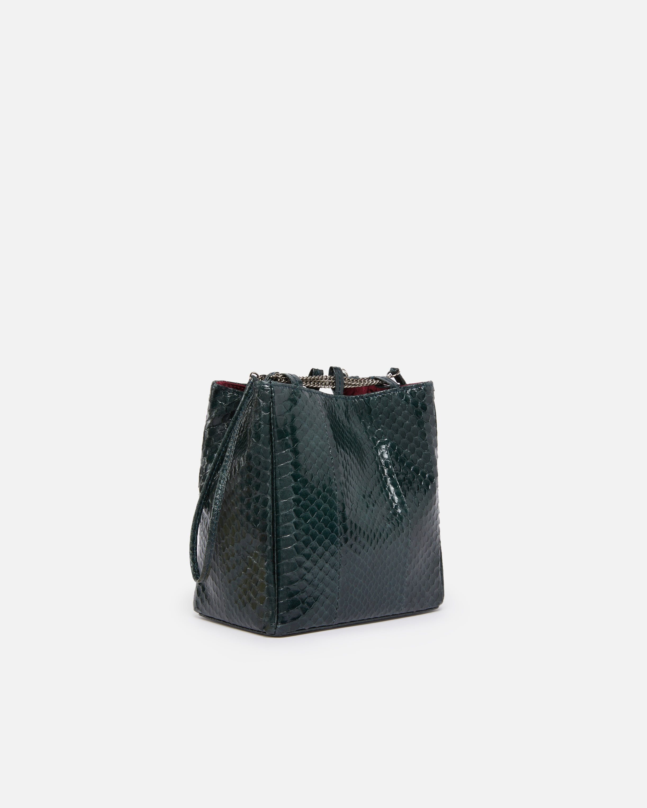 PINKO GALLERIA MINI BUCKET BAG IN SHINY REPTILE SKIN - 2