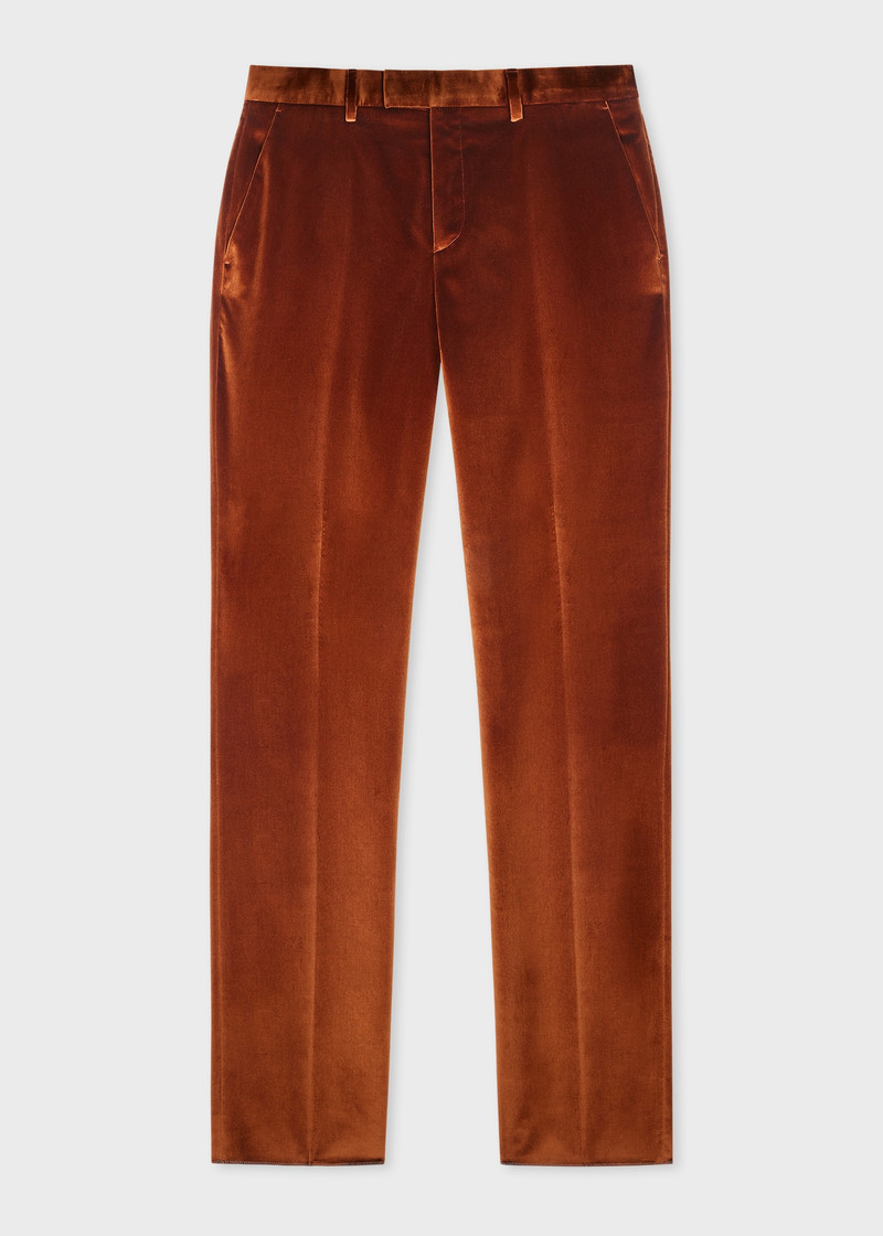 Slim-Fit Brown Velvet Trousers 1