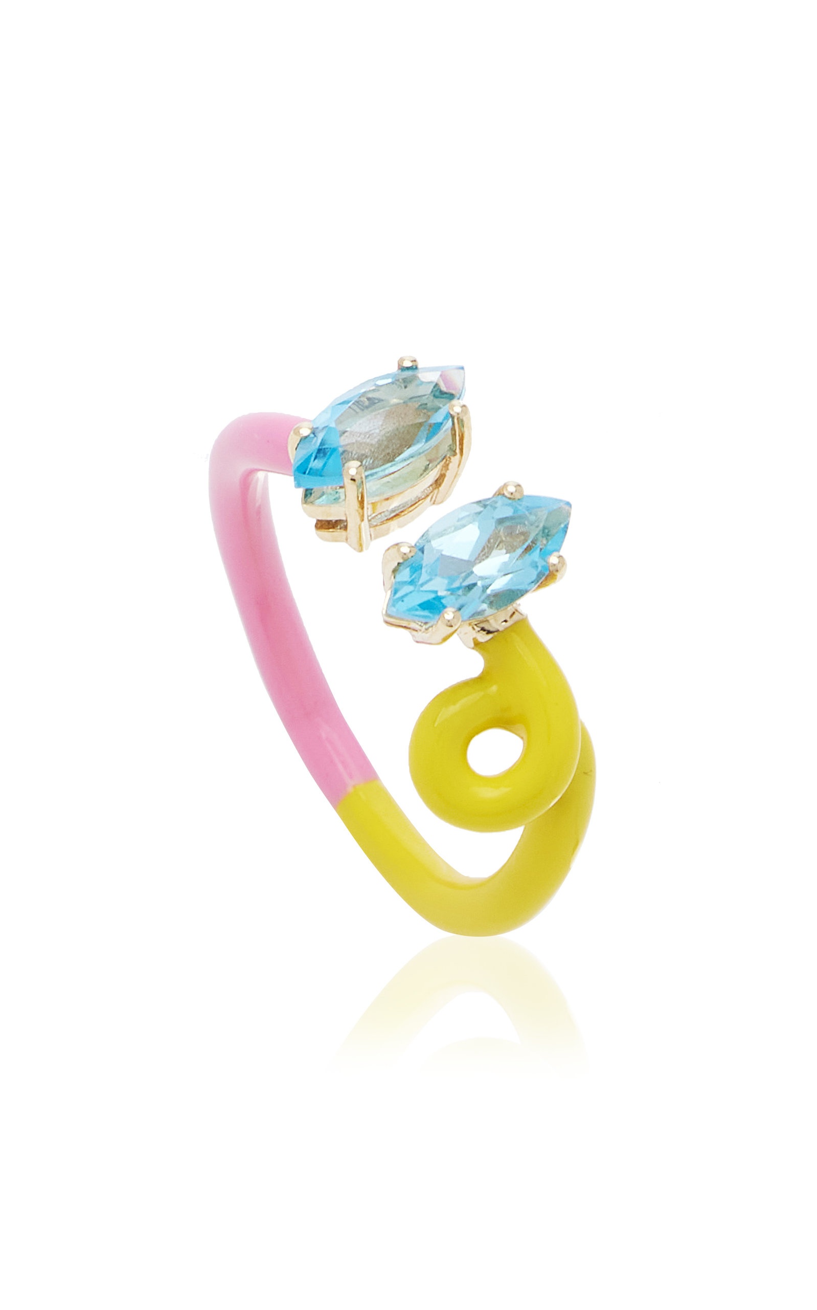 B 9K Yellow Gold Amethyst Enameled Double Vine Ring multi - 3