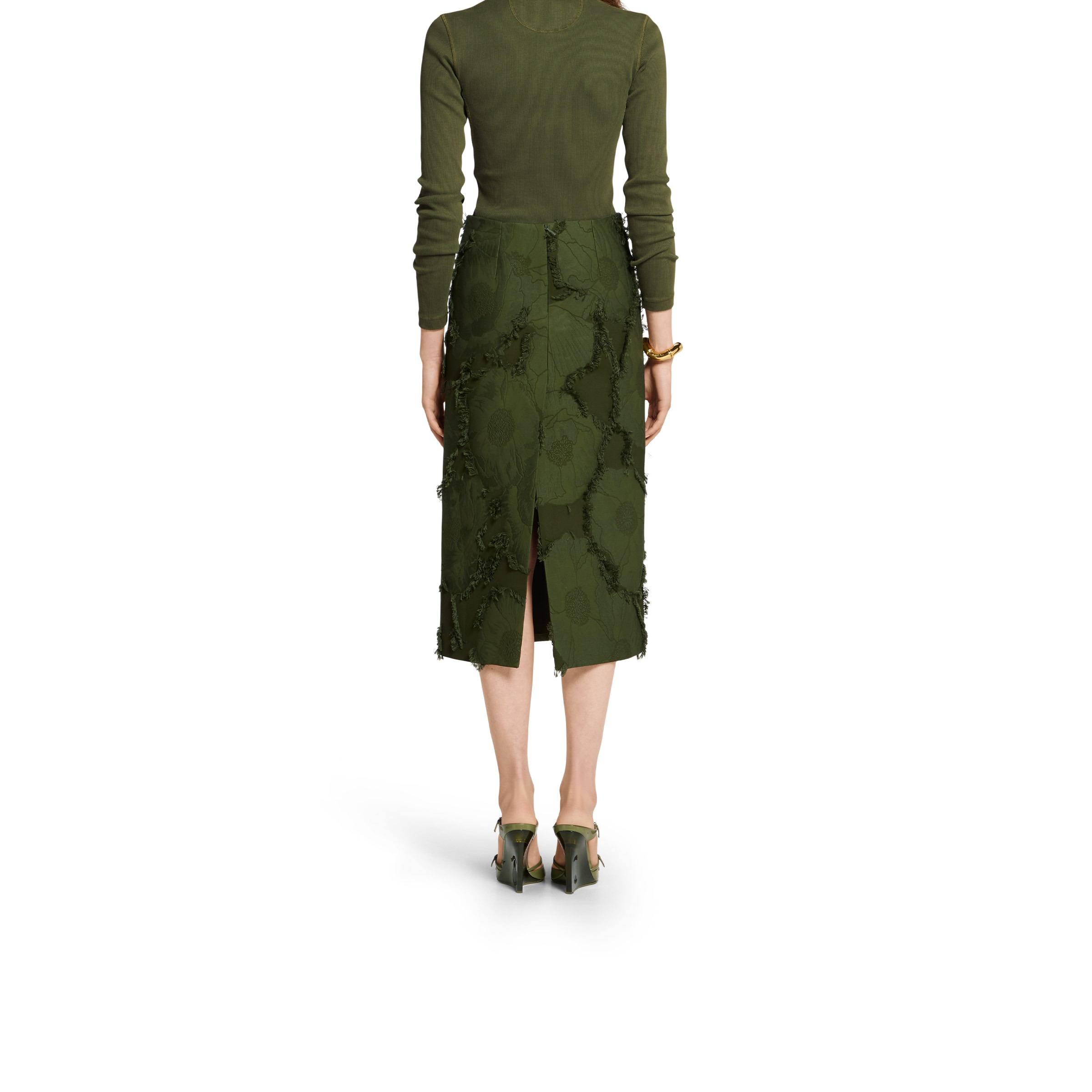 Cotton wool blend mid-length skirt - 4