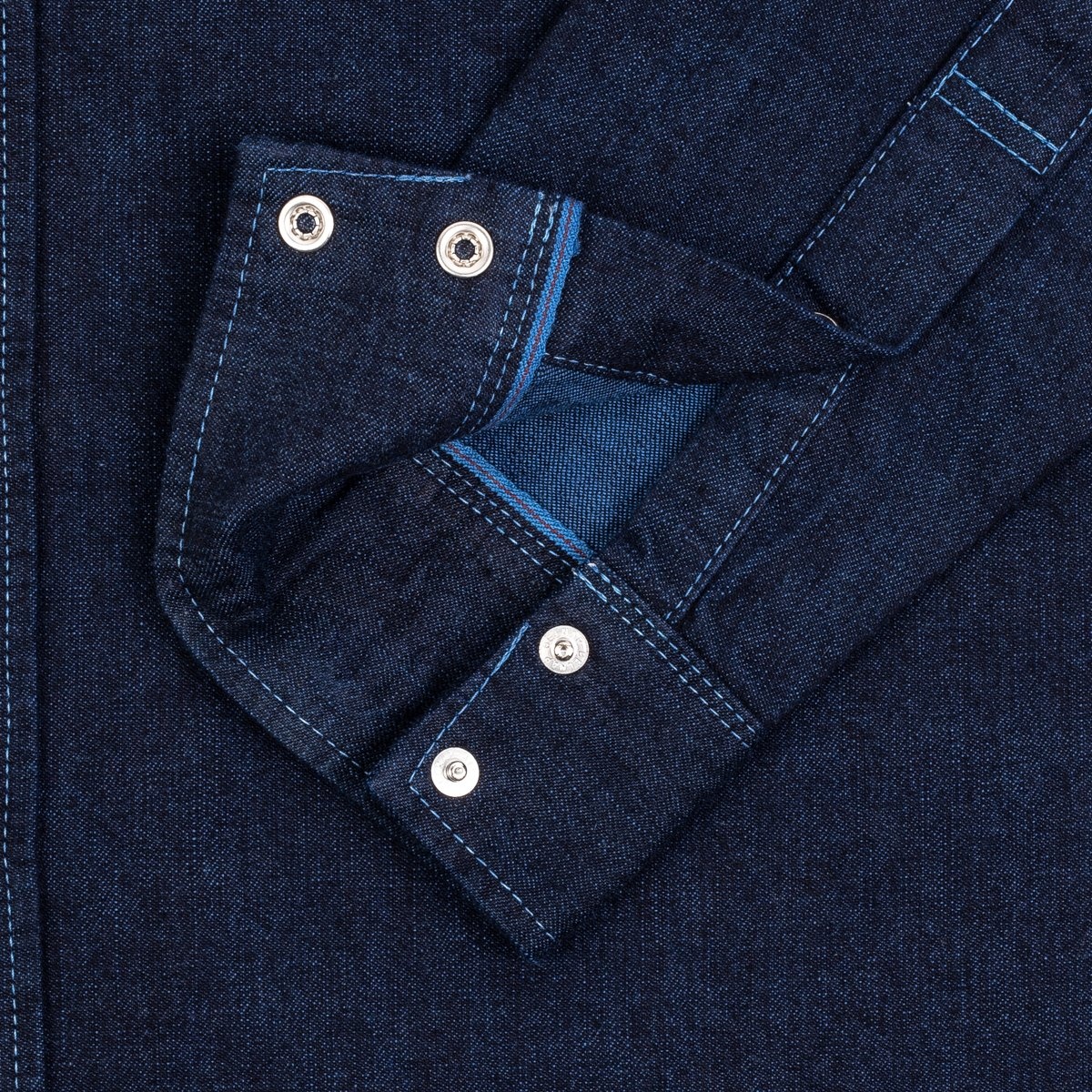 IHSH-352-BLU 10oz Selvedge Denim Western Shirt - Indigo Overdyed Blue - 13