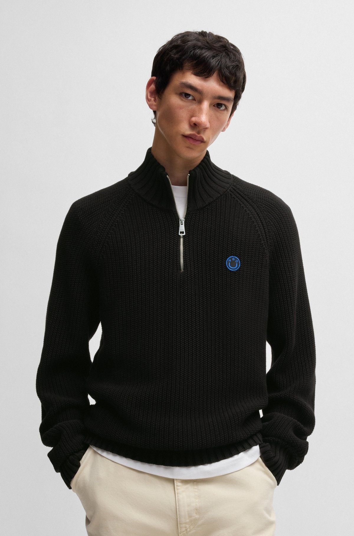 QUARTER-ZIP RELAXED-FIT SWEATER IN RIBBED-KNIT COTTON - 2