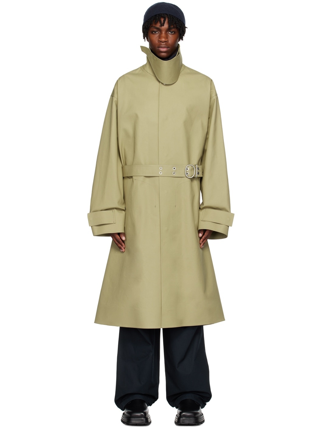 Green Belted Trench Coat - 1