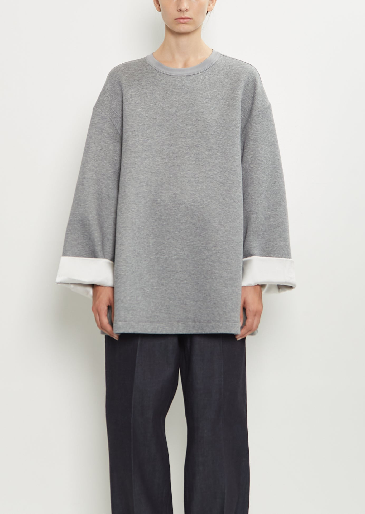 Stretch Cotton Silk Cuff Sweatshirt - 1