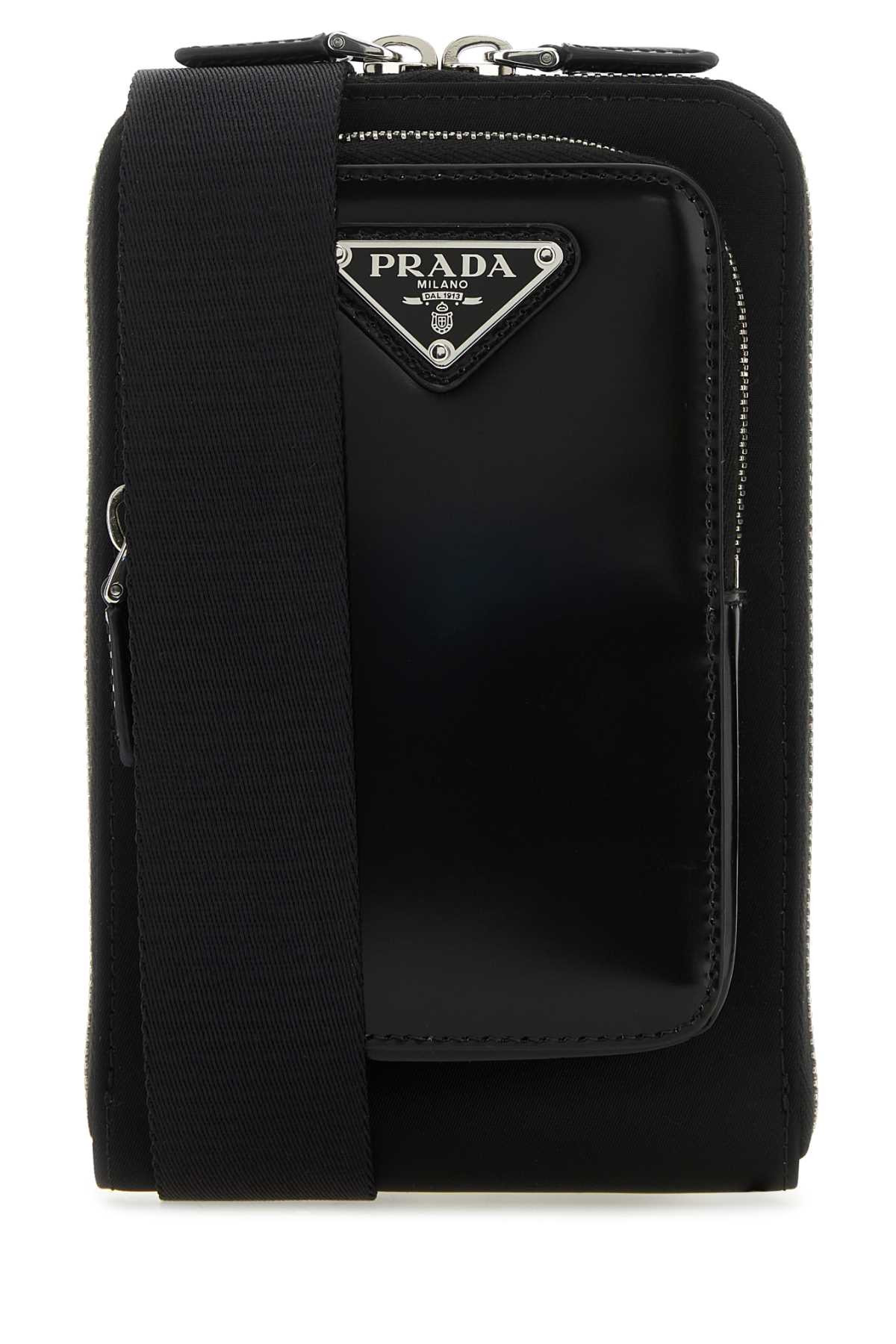 Prada Men Black Nylon And Leather Phone Case - 1