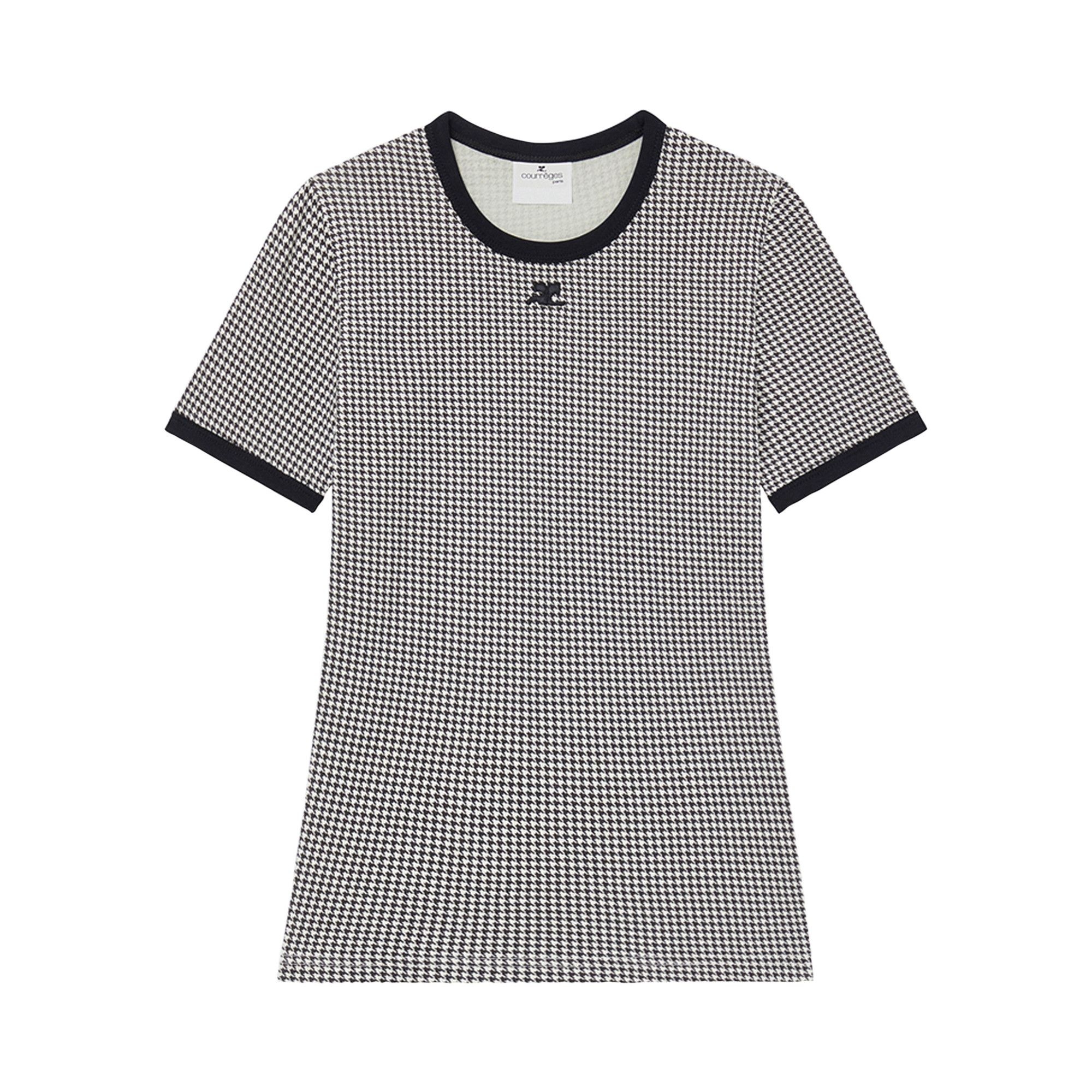 Courrèges Contrast Houndstooth T-Shirt 'Houndstooth White/Black' - 1