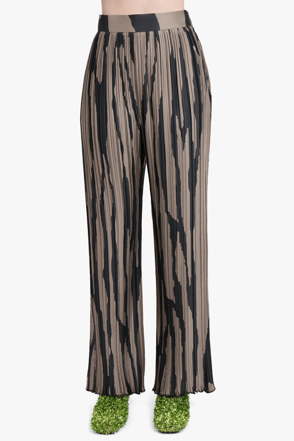 ABSTRACT STRIPE PLEAT WIDE LEG PANT | GREY/BLACK - 3