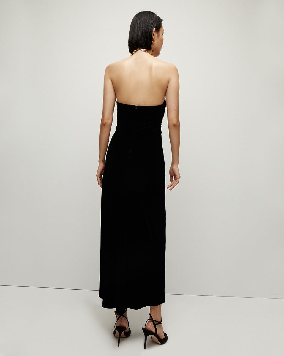 JOSETTE VELVET HALTER DRESS - 2