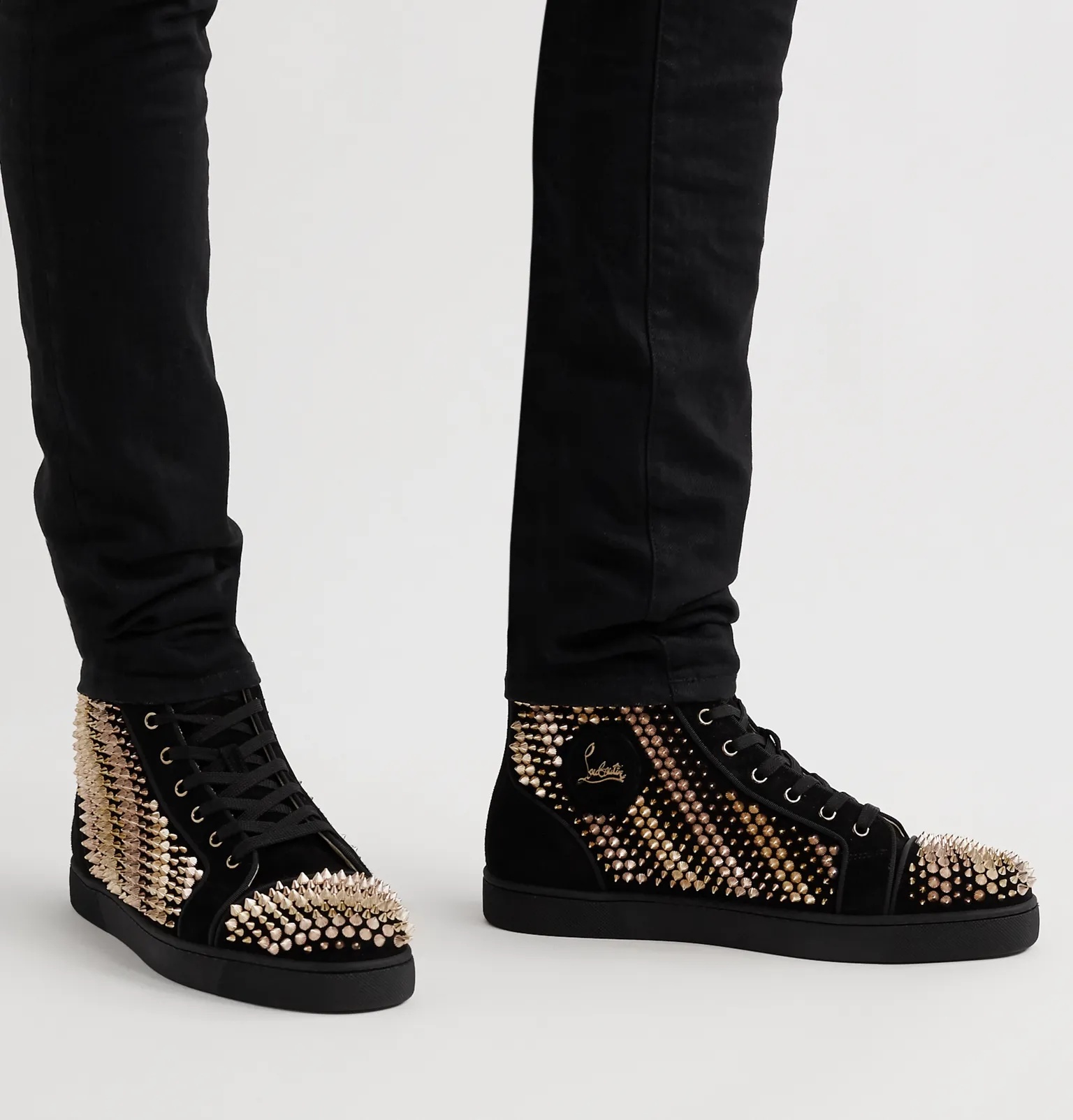 Galvalouis Spikes Suede High-Top Sneakers - 4