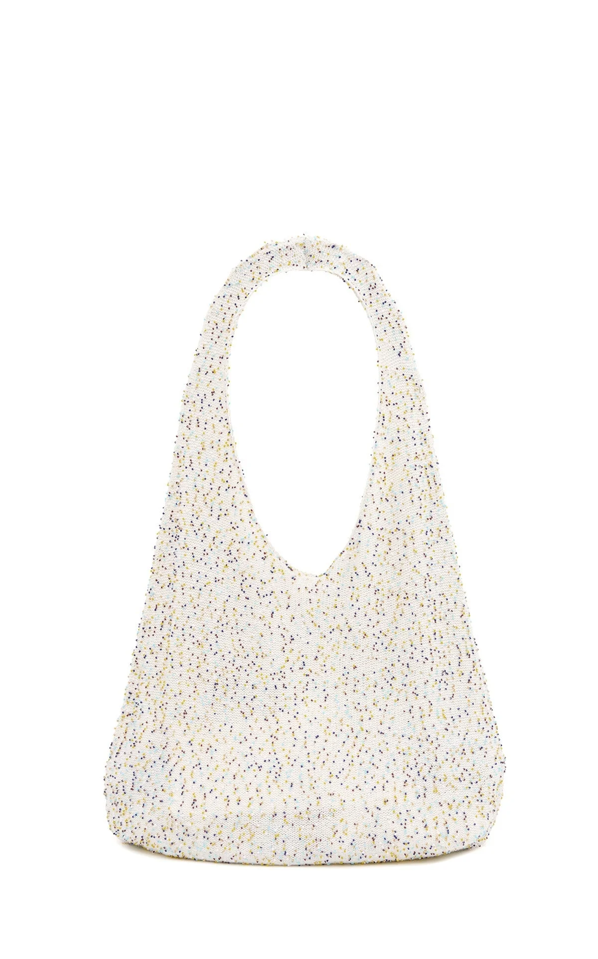 Manasa Knit Hobo Bag in Ivory Multi Beaded Cashmere - 1