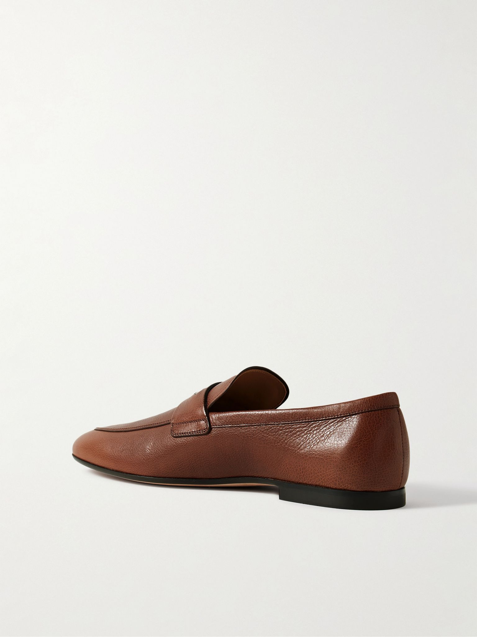 Logo-Embellished Full-Grain Leather Penny Loafers Brown - 4
