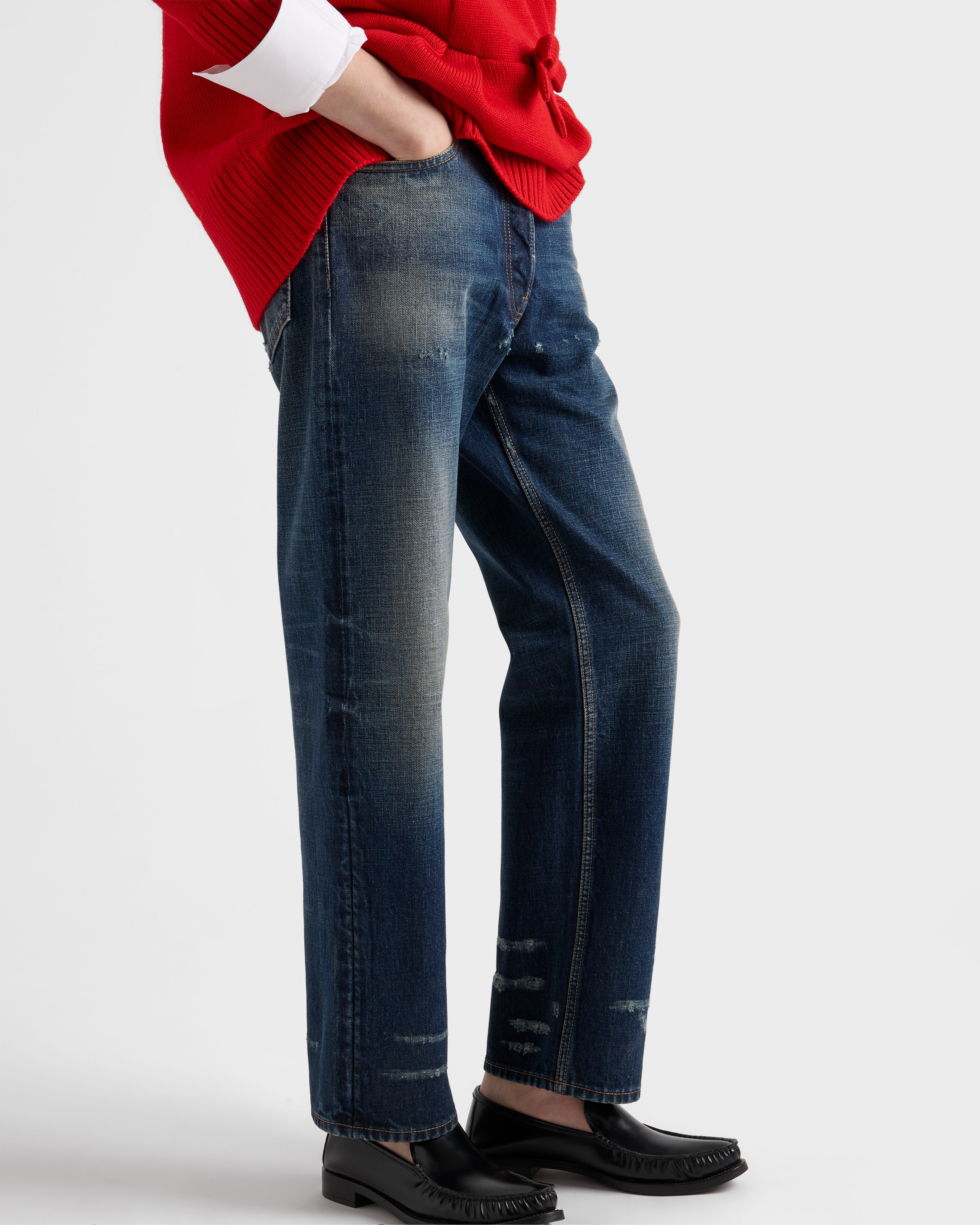 Five-pocket washed denim jeans - 4