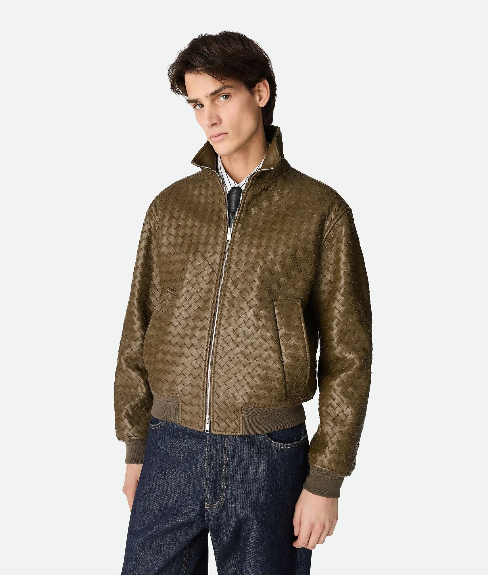 Intrecciato Leather Blouson - 1