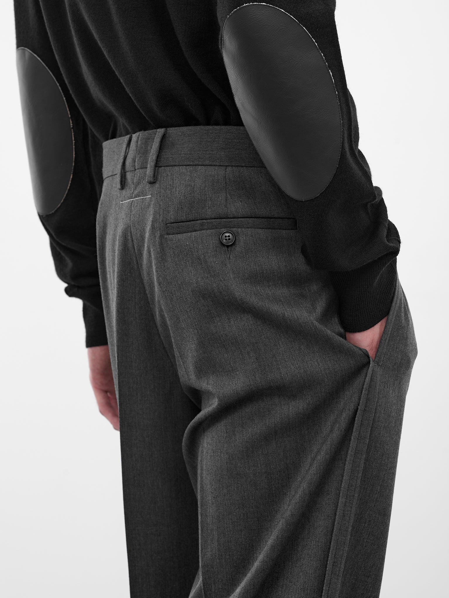 Gray Wide Leg Trousers - 4