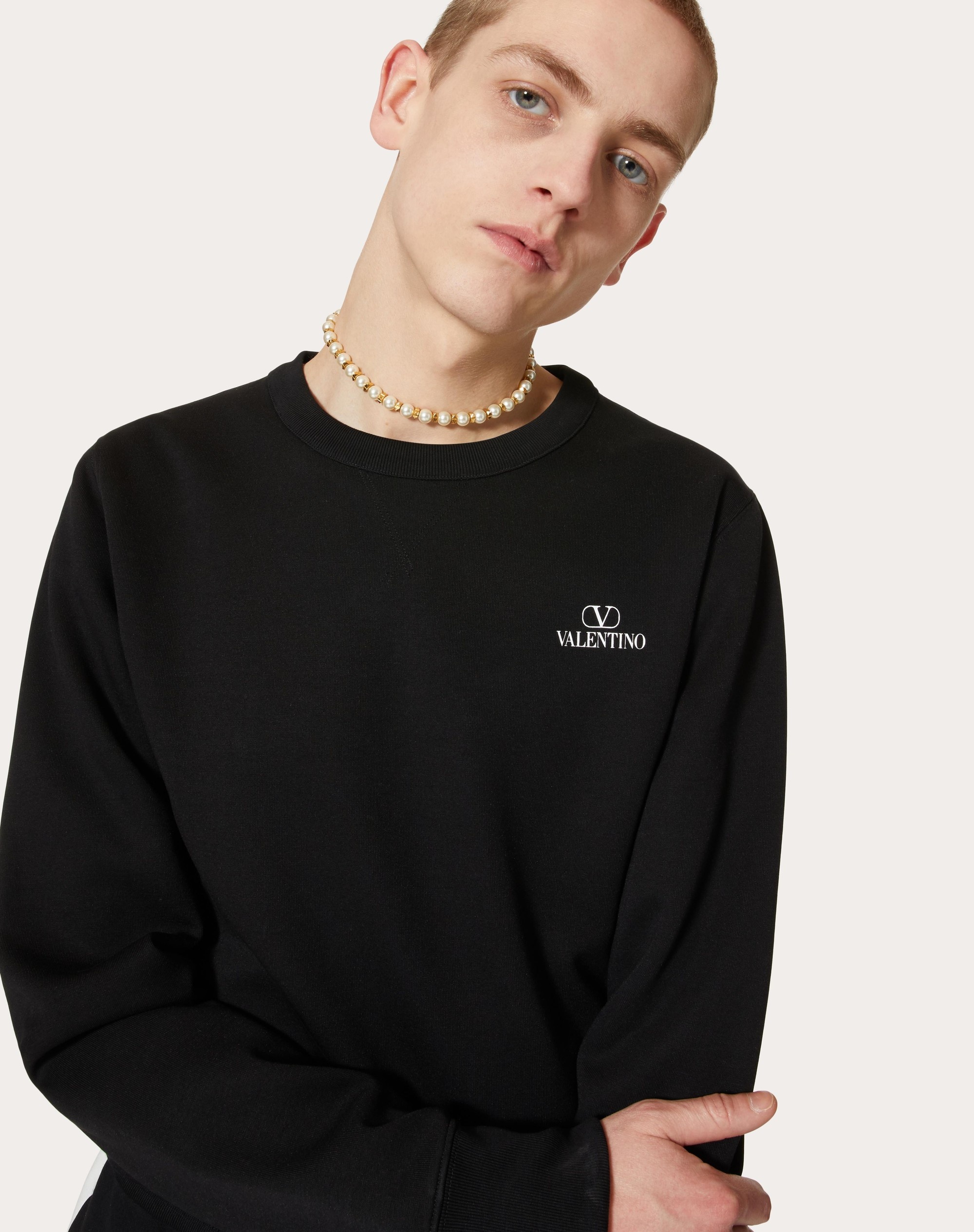 VLOGO VALENTINO PRINT CREWNECK COTTON SWEATSHIRT - 5