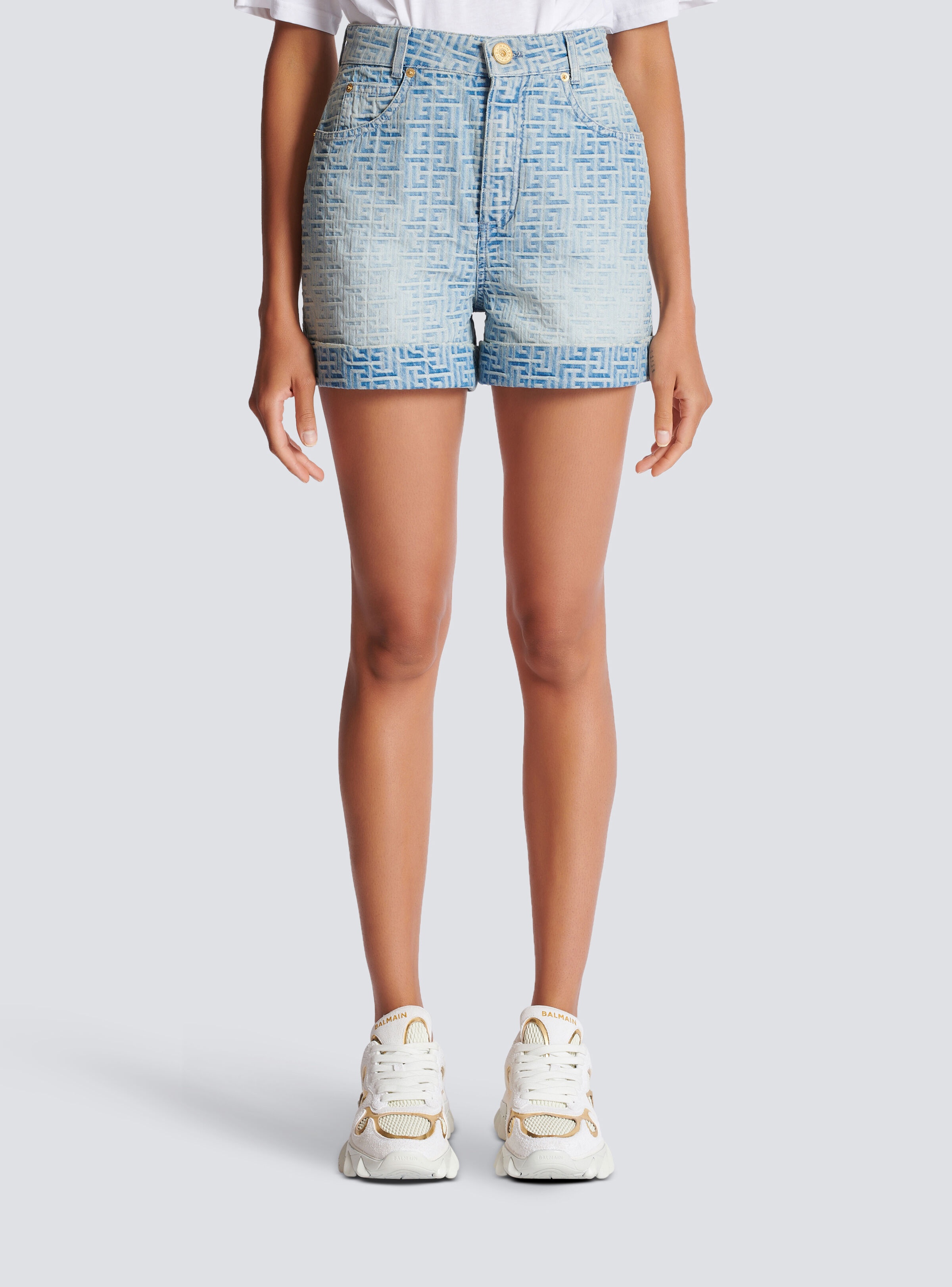 Monogram denim short - 5