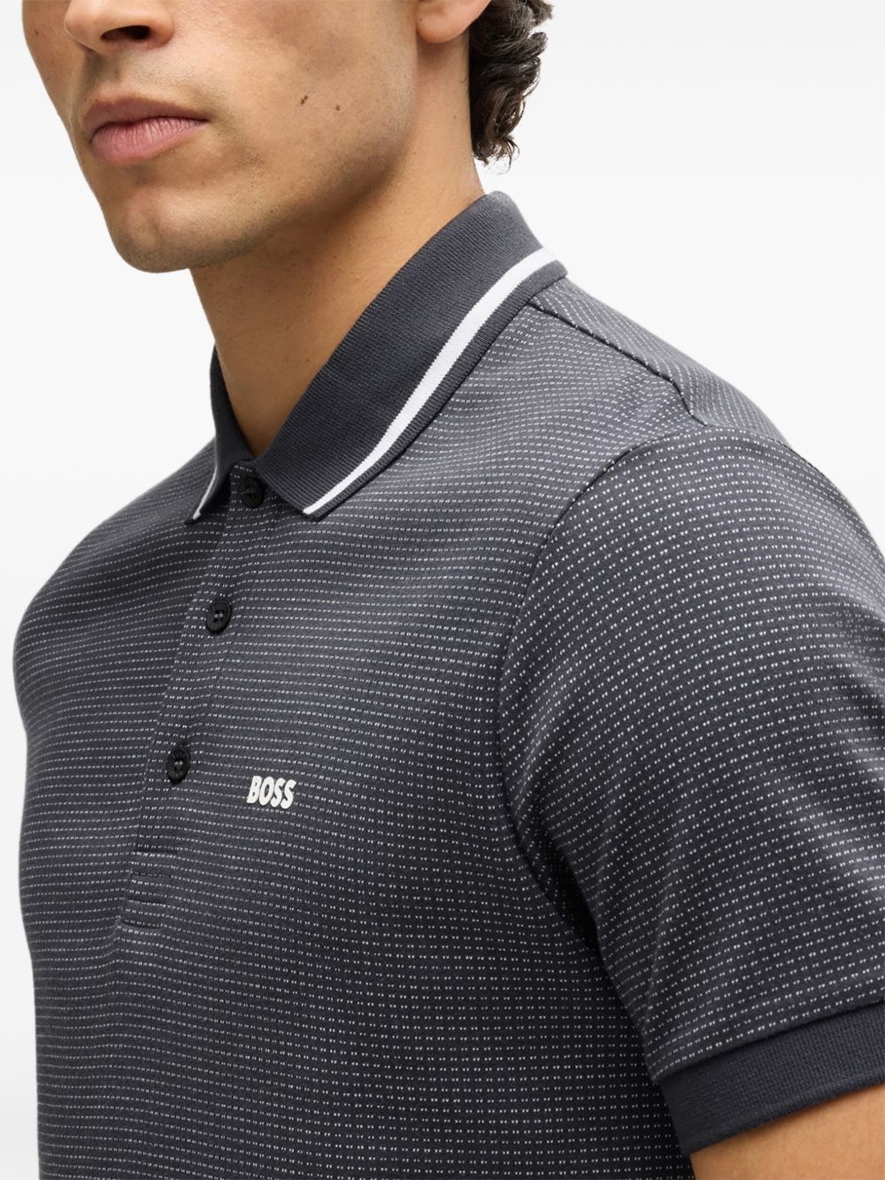 pattern-jacquard polo shirt - 5