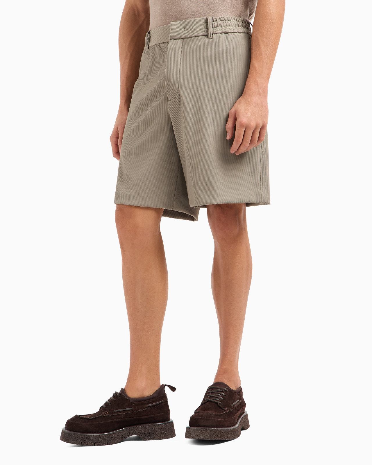 CANNETÉ-EFFECT STRETCH NYLON BERMUDA SHORTS - 4