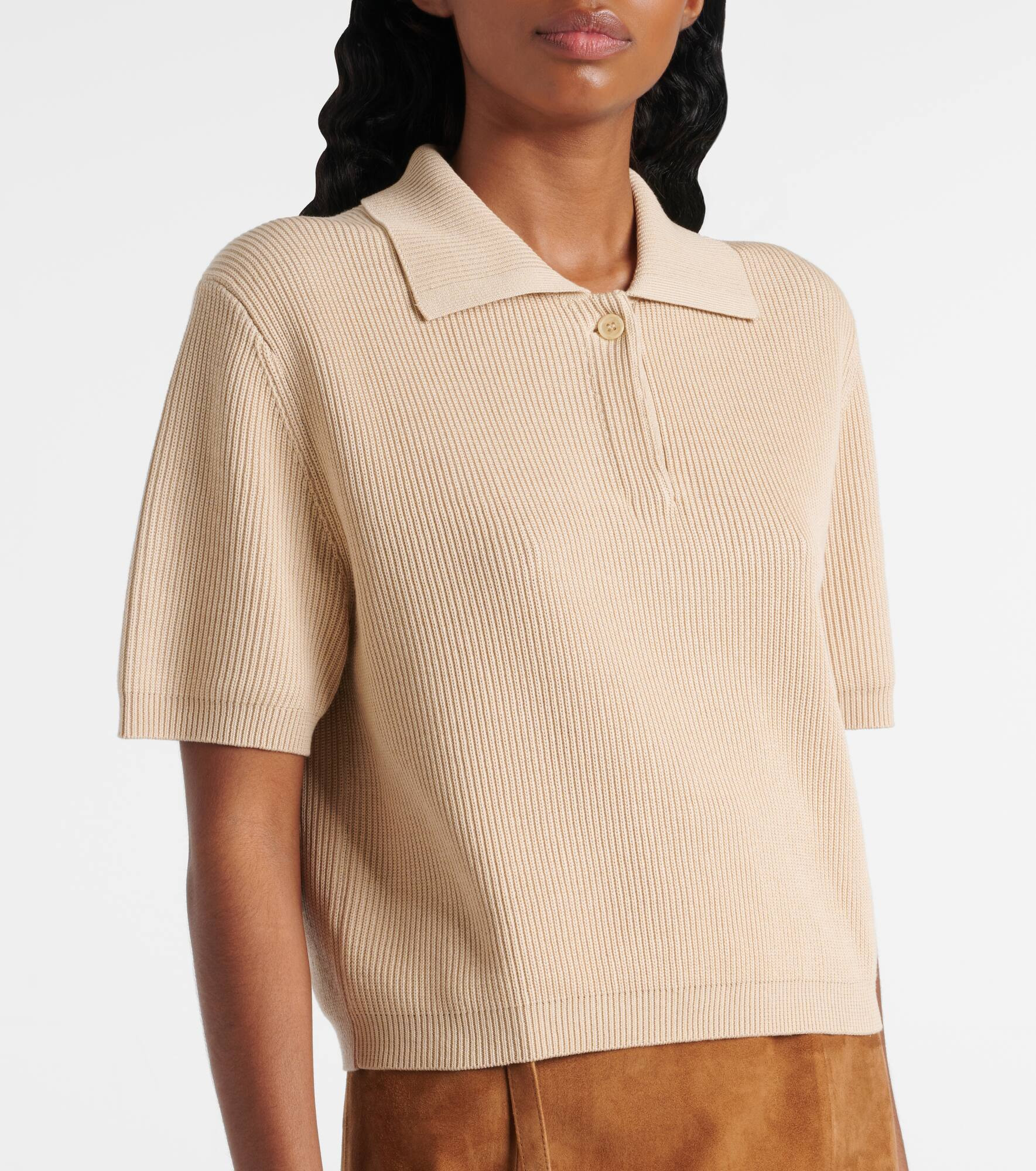 Ribbed-knit silk and cotton polo shirt - 5