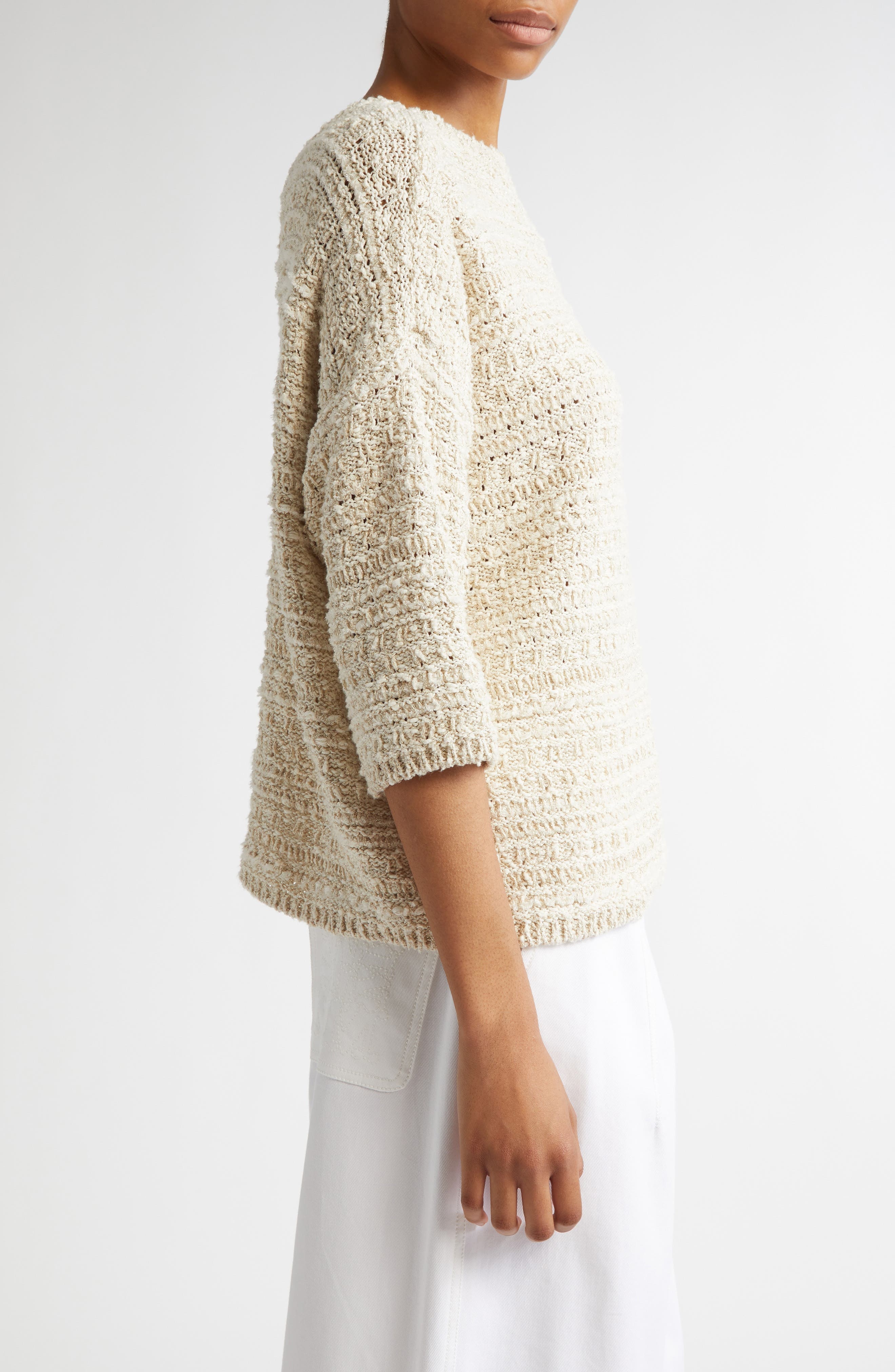 Max Mara Arda Cotton Blend Sweater in Ivory at Nordstrom - 4