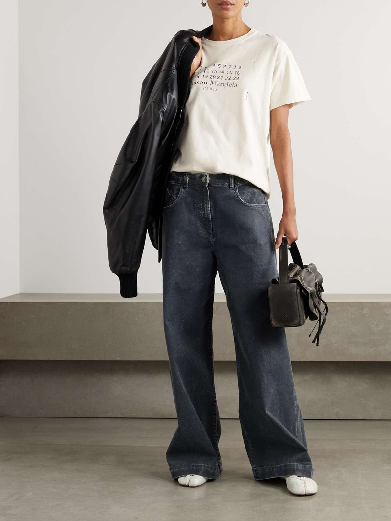 Maison Margiela Printed cotton-jersey T-shirt Cream outlook